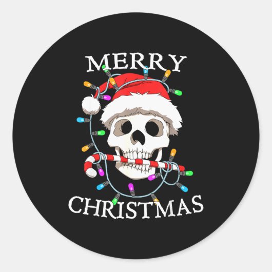 Merry Christmas Skull Skeleton Men Women  Ronde Sticker (Voorkant)