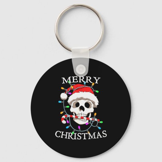 Merry Christmas Skull Skeleton Men Women  Sleutelhanger (Voorkant)