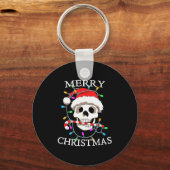 Merry Christmas Skull Skeleton Men Women  Sleutelhanger (Voorkant)