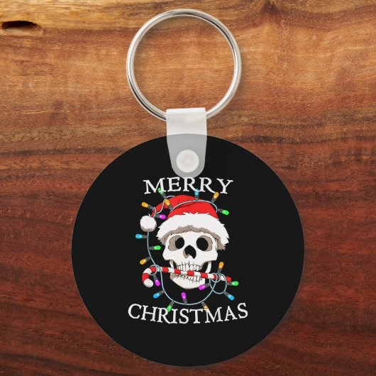 Merry Christmas Skull Skeleton Men Women  Sleutelhanger (Voorkant)