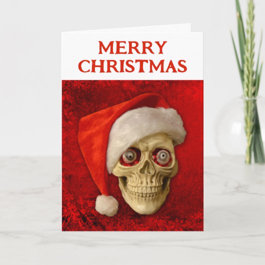 Merry Christmas. Skull wearing Santa hat Kaart (Voorkant)