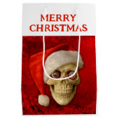 Merry Christmas. Skull wearing Santa hat Medium Cadeauzakje (Achterkant)