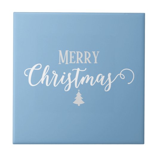 Merry Christmas Sky Blue Effen Kleur | #85b5da Tegeltje (Voorkant)