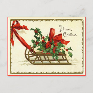 Merry Christmas Sled  Reproduction Briefkaart