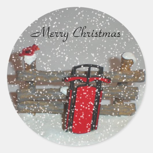 Merry Christmas Sled Sticker (Voorkant)