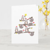Merry Christmas Sloth Christmas Tree Santa Hat Kaart (Gele Bloem)