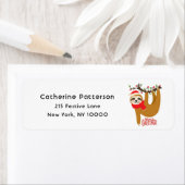 Merry Christmas Sloth Feestdagen Gepersonaliseerde Etiket (Insitu)