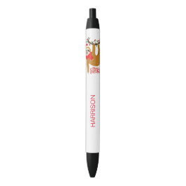 Merry Christmas Sloth Gepersonaliseerde naam Zwarte Inkt Pen