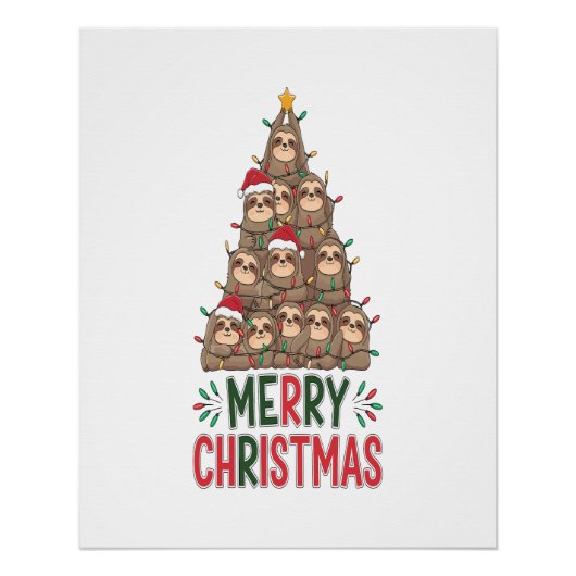 Merry Christmas Sloth Tree Perfect Poster (Voorkant)