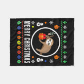 Merry Christmas Sloth Ugly Sweater Xmas Knit Sloth Fleece Deken (Voorkant (Horizontaal))