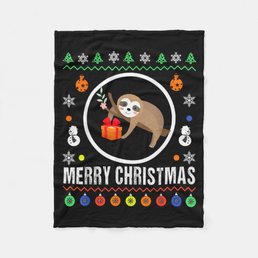 Merry Christmas Sloth Ugly Sweater Xmas Knit Sloth Fleece Deken (Voorkant)