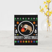 Merry Christmas Sloth Ugly Sweater Xmas Knit Sloth Kaart (Gele Bloem)