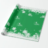 MERRY CHRISTMAS sneeuw inpakpapier (Uitgerold)