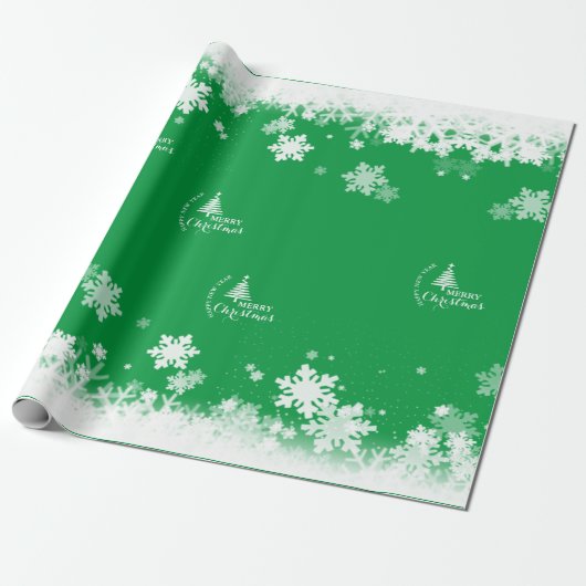 MERRY CHRISTMAS sneeuw inpakpapier (Uitgerold)