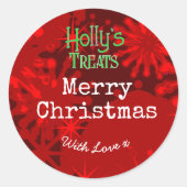 Merry Christmas sneeuwvlokken rood label (Voorkant)
