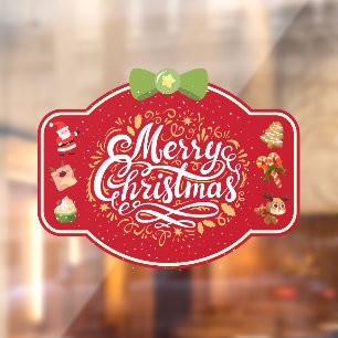 Merry Christmas Snoep Gift Holiday Vibes Store Raamsticker