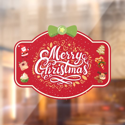 Merry Christmas Snoep Gift Holiday Vibes Store Raamsticker (Vel 2)