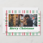 Merry Christmas snoep plaid grid foto Feestdagenkaart (Voorkant)