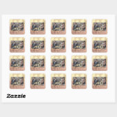 Merry Christmas Snow Confetti Roos Gold Foto Vierkante Sticker (Vel)