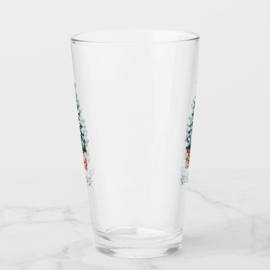 Merry Christmas Snow Covered Pine Tree Glas (Links)