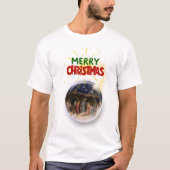 Merry Christmas Snow Globe Design T-shirt (Voorkant)
