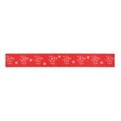 Merry Christmas Snow name pattern red Grosgrain Lint (Voorkant)