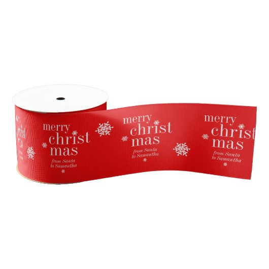 Merry Christmas Snow name pattern red Grosgrain Lint (Spoel)