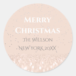 Merry Christmas Snow Roos Glitter Classy Confetti Ronde Sticker