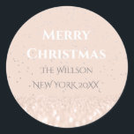 Merry Christmas Snow Roos Glitter Classy Confetti Ronde Sticker<br><div class="desc">florenceK design,  delicaat cadeau sticker,  zeer stijlvol en knap</div>