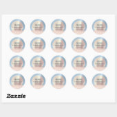Merry Christmas Snow Roos Glitter Smoky Blue Ronde Sticker (Vel)