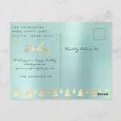 Merry Christmas Snow Roos Gold Aqua Foto Glitter Briefkaart (Achterkant)