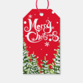 Merry Christmas Snow Trees Christmas Gift Label Cadeaulabel (Voorkant)