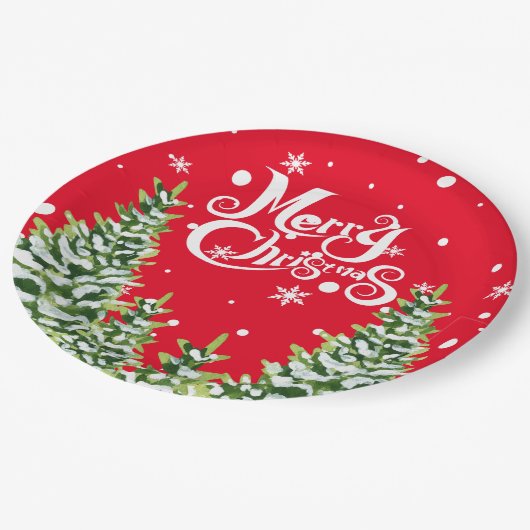 Merry Christmas Snow Trees Christmas Paper Bord (Gekanteld)