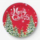 Merry Christmas Snow Trees Christmas Paper Bord (Voorkant)