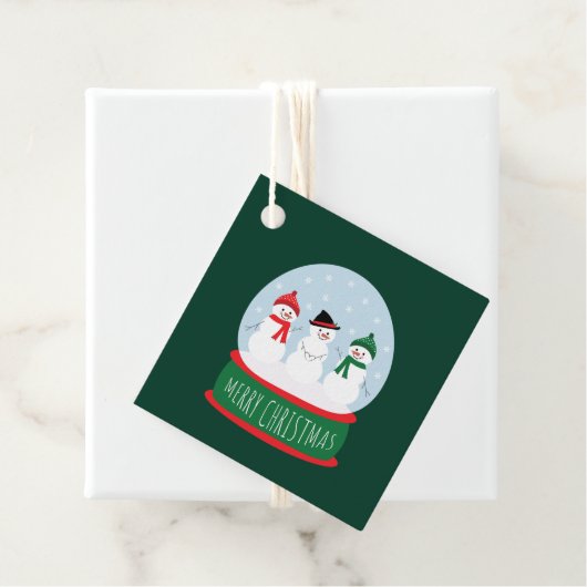 Merry Christmas Snow Wereldbol Sneeuwmannen Bedankjes Labels (In situ)
