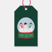 Merry Christmas Snow Wereldbol Sneeuwmannen Cadeaulabel (Voorkant)