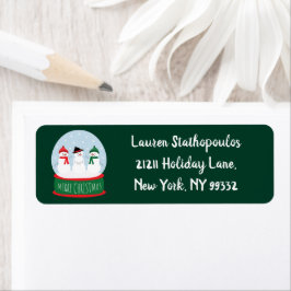 Merry Christmas Snow Wereldbol Sneeuwmannen Etiket