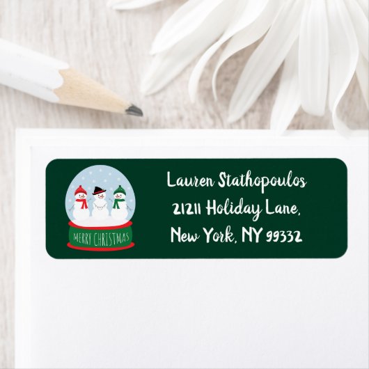 Merry Christmas Snow Wereldbol Sneeuwmannen Etiket (Insitu)