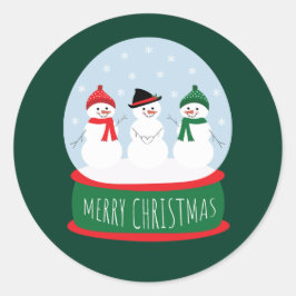 Merry Christmas Snow Wereldbol Sneeuwmannen Ronde Sticker