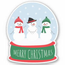 Merry Christmas Snow Wereldbol Sneeuwmannen Sticker