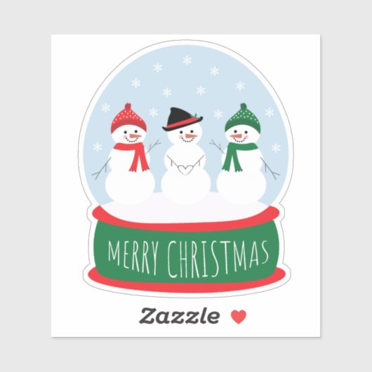 Merry Christmas Snow Wereldbol Sneeuwmannen Sticker (Vel)