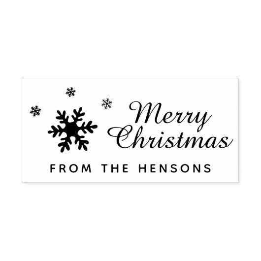 Merry Christmas Snowflake Family Name Holiday Rubberstempel (Afrduk)