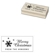Merry Christmas Snowflake Family Name Holiday Rubberstempel (Gestempeld)