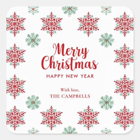 Merry Christmas Snowflake, Holiday Gift Sticker (Voorkant)