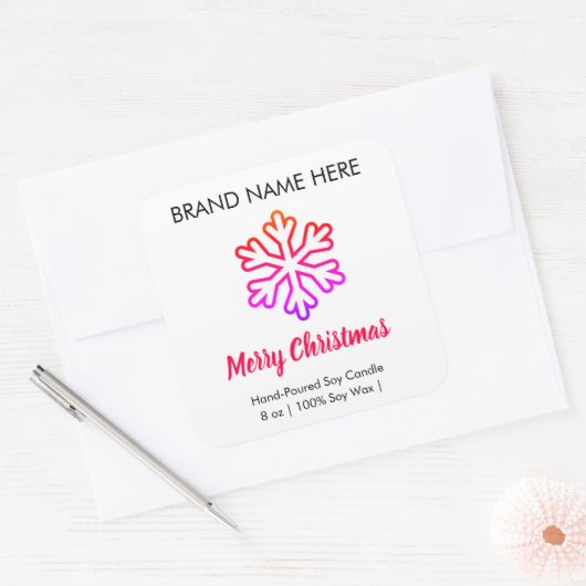 Merry Christmas | Snowflake Modern Candle Labels (Envelop)