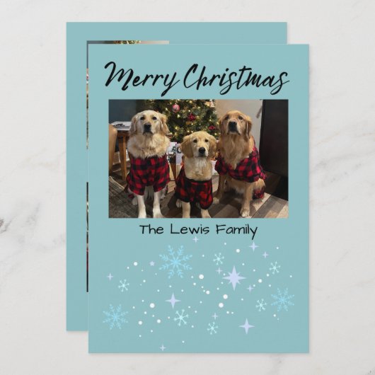 Merry Christmas Snowflake Photo Card Feestdagenkaart (Voorkant / Achterkant)