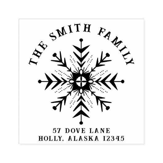 Merry Christmas Snowflake Retouradres Rubberstempel (Afrduk)