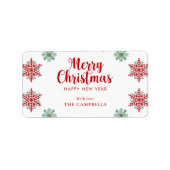 Merry Christmas Snowflake Return Address Label (Voorkant)