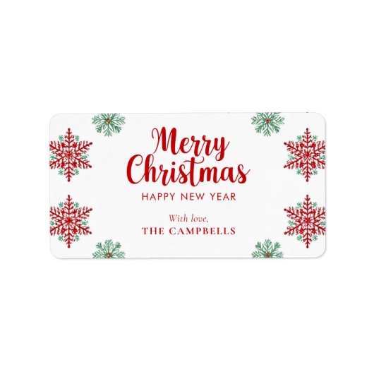 Merry Christmas Snowflake Return Address Label (Voorkant)