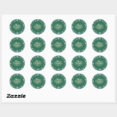 Merry Christmas Snowflakes Green  Ronde Sticker (Vel)